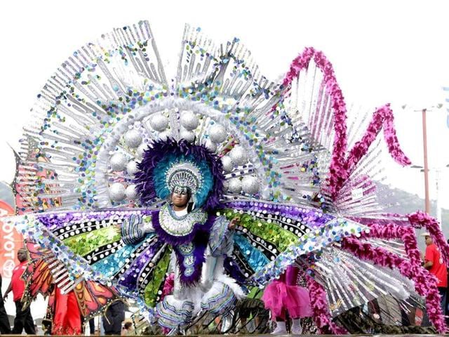 A participant takes part in a masquerade parade at the Trinidad and Tobago Red Cross Society's Children Carnival at Queen's Park Savannah, Port of Spain. REUTERS/Andrea de Silva