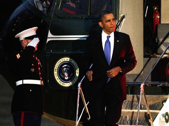US President Barack Obama arrives at the White House upon his return to Washington from Minneapolis, Minnesota. Reuters/Yuri Gripas