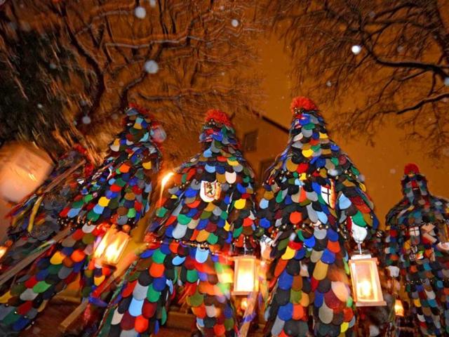 A group of the Constance fool's guild "Blätzlebueben" is pictured with lanterns in Constance, southern Germany. AFP Photo