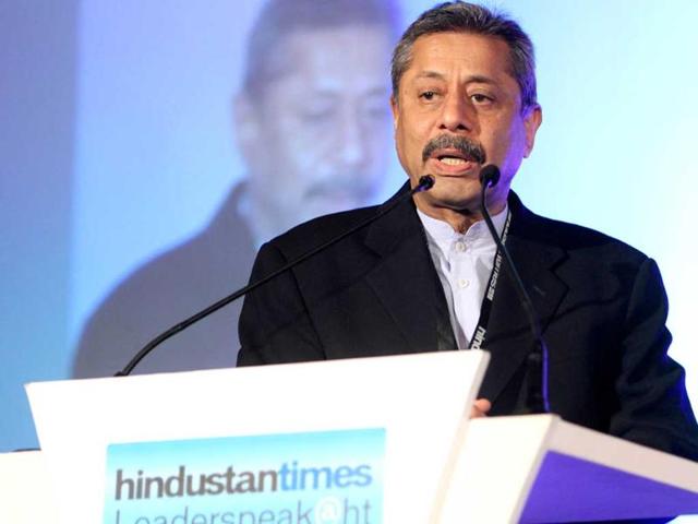 Dr. Naresh Trehan speaking during panel discussion on uncovering the Haryana growth story Gains, Gaps and Goals at Leaderspeak@ht in Gurgaon. Sanjeev Sharma