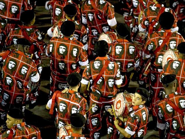 Revelers of Salgueiro samba school perform during the first night of Carnival parade at the Sambadrome in Rio de Janeiro, Brazil. AFP photo
