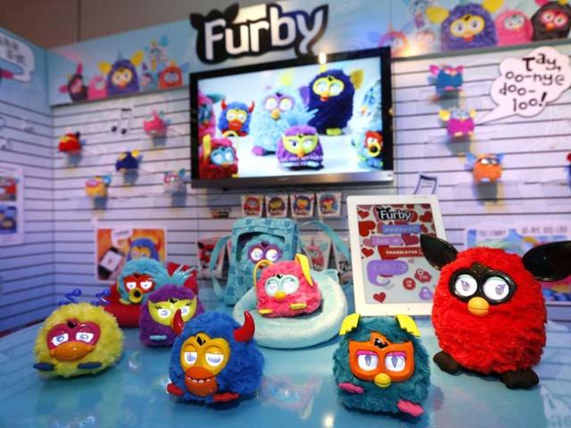 Furby party rockers creatures rock out in Hasbro's showroom at the American International Toy Fair in New York. AP/Jason DeCrow/Invision for Hasbro