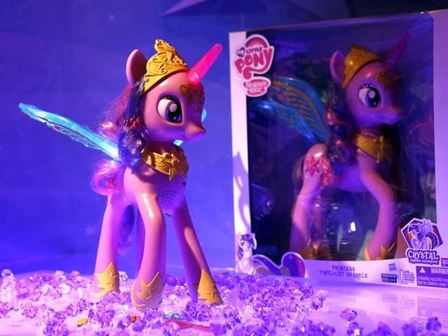 The my little pony princess twilight sparkle figure illuminates in Hasbro's showroom at the American International Toy Fair in New York. AP/Jason DeCrow