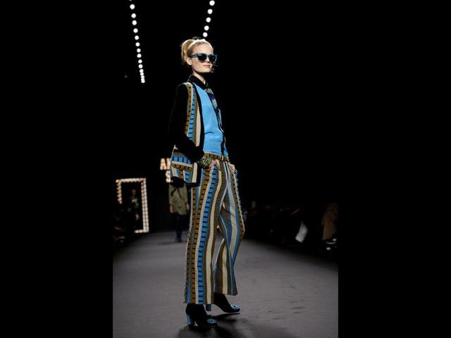 A model presents a creation from the Anna Sui Autumn/Winter 2013 collection during New York Fashion Week. (Reuters)