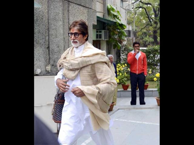 Amitabh Bachchan leaves his mother-in-law Indira Bhaduri's house in Bhopal.