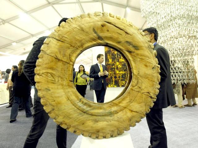 Visitors at the India Art Fair