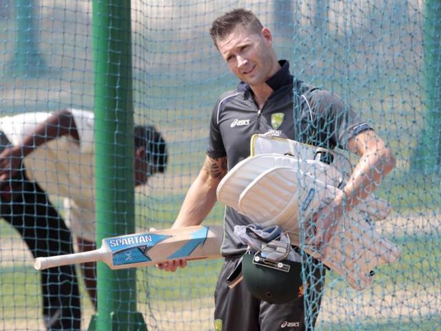 Australia captain Michael Clark during the team's practice session ahead of the first Test match betwee against India and Australia at Chepock stadium in Chennai . HT photo/Santosh Harhare