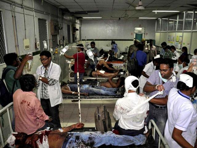Victims who were injured during the twin bomb blasts are treated at a hospital in Hyderabad. Reuters