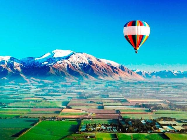 Balloon safari over the Canterbury Plains.