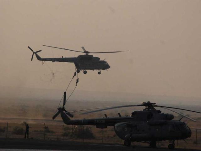 Light Combat aircraft participating in the Iron Fist-2013 exercise in Pokharan. UNI