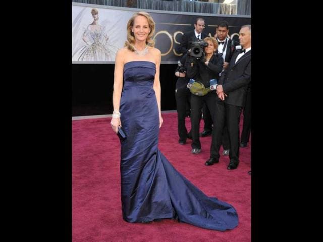 Actress Helen Hunt arrives at the Oscars at the Dolby Theatre on Sunday Feb. 24, 2013, in Los Angeles. AP Photo