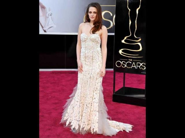 Actress Kristen Stewart arrives at the Oscars at the Dolby Theatre on Sunday Feb. 24, 2013, in Los Angeles. AP Photo