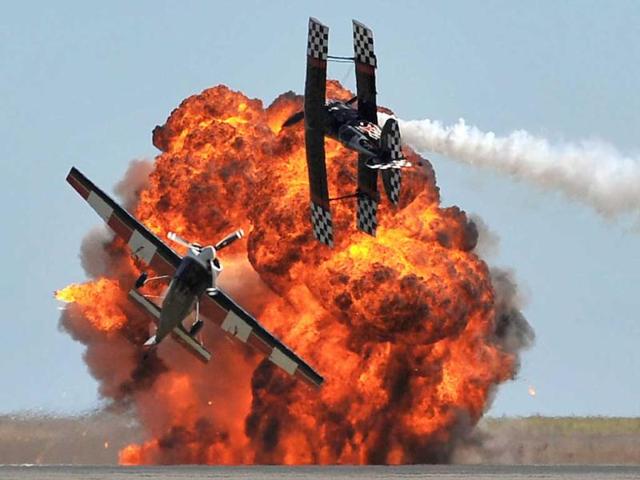 An aerobatics team perform during the Australian International Airshow in Melbourne. (AFP Photo)