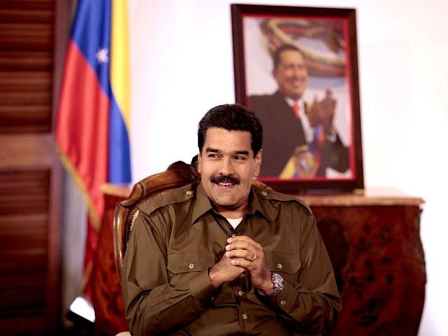 Acting Venezuelan President Nicolas Maduro speaks during an interview with Venevision television network in Caracas in this picture provided by the Miraflores Palace. (Reuters)
