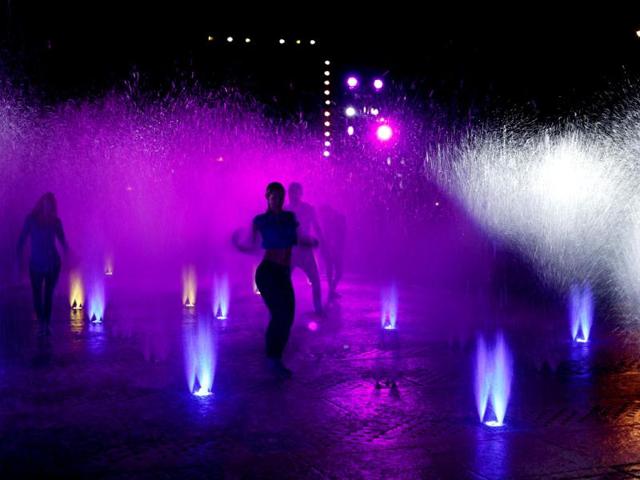 Dancers take part in a performance marking World Water Day in a fountain at the Monument to the Revolution in Mexico City. (Reuters)