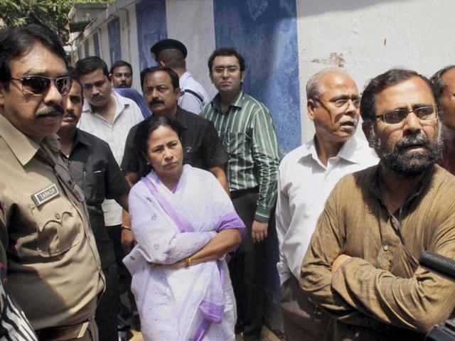 West Bengal chief minister Mamata Banerjee visits SSKM Hospital, where deceased SFI activist Sudipto Gupta was admitted after an alleged clash with police, in Kolkata. PTI Photo