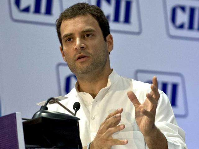 Congress vice president Rahul Gandhi addresses the special plenary session of Confedration of Indian Industry (CII) in New Delhi. AFP photo