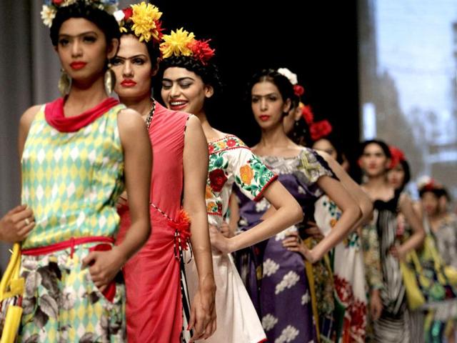 Pakistani models present creations by designer Deepak Paerwani, on the second and last day of Pakistan Fashion Week, in Karachi, Pakistan on April 10. (AP Photo)