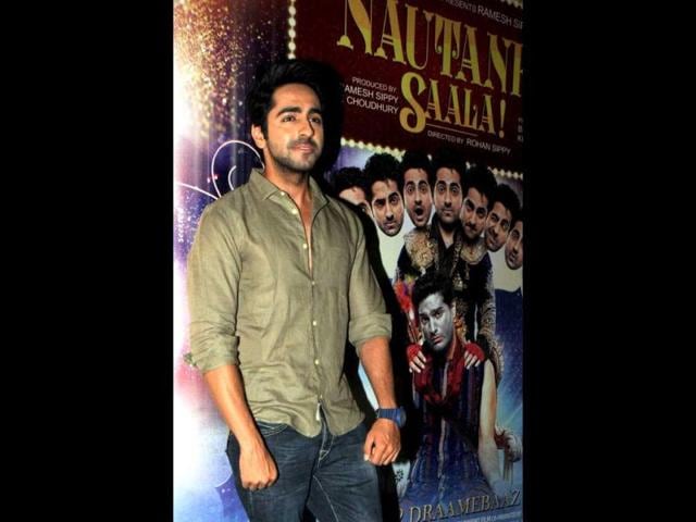 Ayushmann Khurrana poses for a photo at a special screening of the comedy Hindi film Nautanki Saala in Mumbai. (AFP Photo)