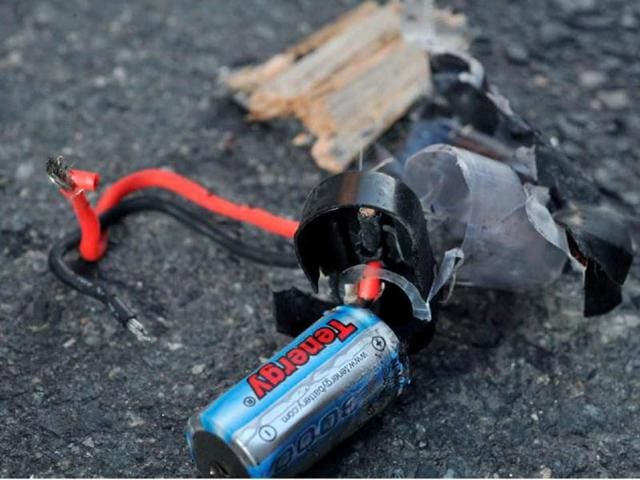 Boston Marathon bomb scene pictures taken by investigators show the remains of an explosive device. (Reuters)