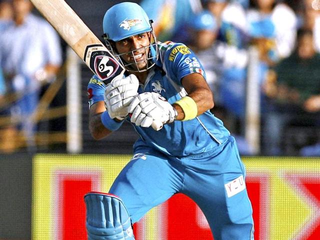 Pune Warriors batsman Robin Uthappa plays a shot during the T20 match played against Sunrisers Hyderabad in Pune. PTI/Shashank Parade