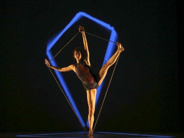 A dancer from the "Octopus," directed by award-winning choreographer Philippe Decoufle, performs during a technical rehearsal at the Esplanade's theater on the bay in Singapore. The French production is in the city-state as part of the Esplanade's "da:ns" series featuring international dance companies as part of its annual event. AP Photo