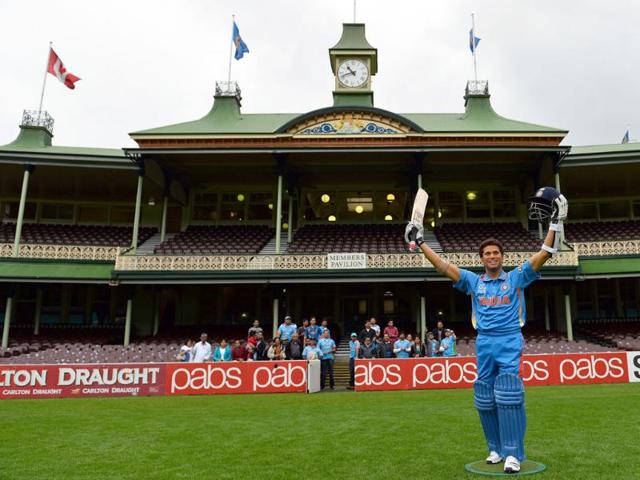 A wax figure of legendary star Sachin Tendulkar is displayed at the Sydney Cricket Ground in Sydney. AFP