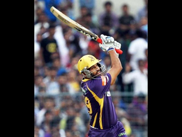KKR's Yusuf Pathan plays a shot during T20 match against Chennai Super Kings in Kolkata. PTI Photo