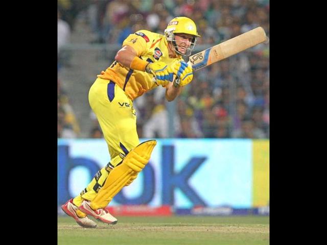 Chennai Super Kings' Mike Hussey in action at Eden Garden during T20 match against KKR in Kolkata. PTI