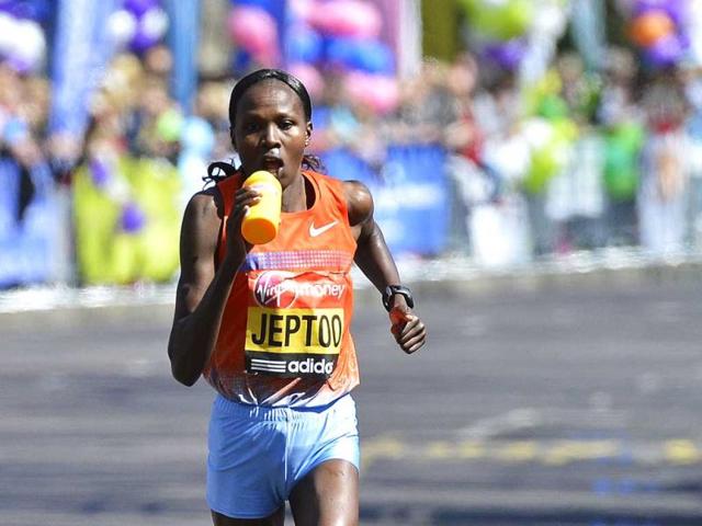 Priscah Jeptoo of Kenya runs on her way to winning the women's marathon at the London Marathon. Undaunted by the Boston Marathon bombings, big crowds lined the route of London's mass road race on Sunday to cheer on around 36,000 runners, many of whom wore black ribbons to remember the dead and wounded. Reuters