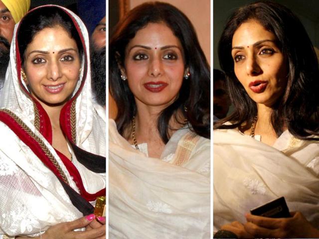 The Chandani girl was recently spotted in sheer white and off-white traditional dresses. We bring you pics from Sridevi's party after Padma Awards and her recent visit to Amritsar. Take a look.