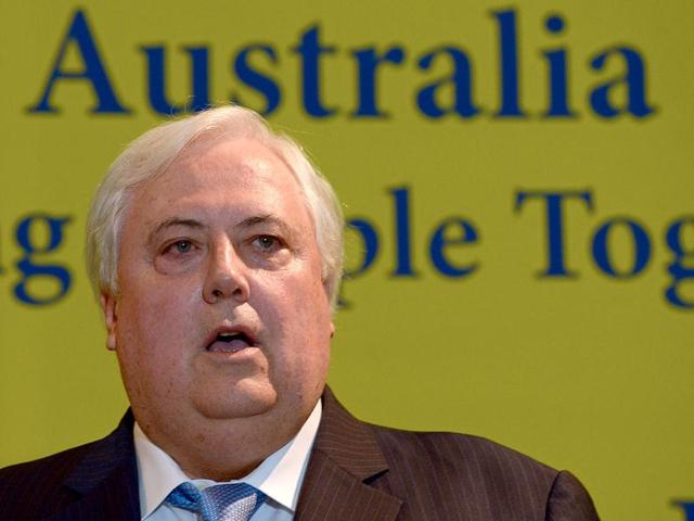 Australian billionaire and flamboyant mining magnate Clive Palmer, the tycoon who is building a replica of the ill-fated Titanic, speaks at a press conference in Sydney. (AFP)