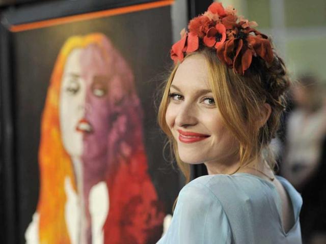 French actress Josephine de La Baume, a cast member in Kiss of the Damned, poses at the Los Angeles screening of the film at the ArcLight Hollywood in Los Angeles. (AP)