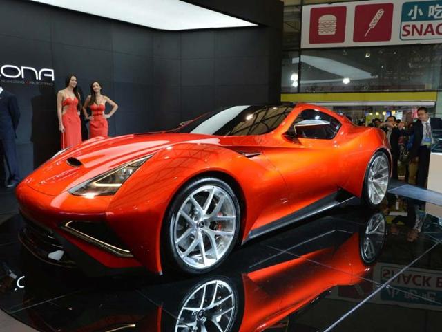 Icona Vulcano : The wraps have finally been taken off the Icona Vulcano and it looks as good in real life as its supposed performance figures do on paper. The first vehicle produced by the Italian design studio based in Shanghai, the Volcano mates a monstrous V12 engine with electric motors for intense power, just like the latest flagship Ferrari, while trying to boost its green credentials. Photo:AFP Icona Vulcano : The wraps have finally been taken off the Icona Vulcano and it looks as good in real life as its supposed performance figures do on paper. The first vehicle produced by the Italian design studio based in Shanghai, the Volcano mates a monstrous V12 engine with electric motors for intense power, just like the latest flagship Ferrari, while trying to boost its green credentials. Photo:AFP