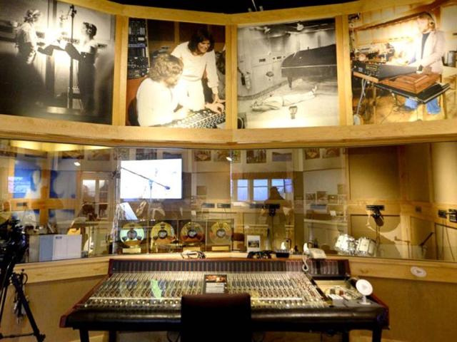 This picture shows part of the recording room at world's first permanent ABBA museum in Stockholm. (AFP Photo)