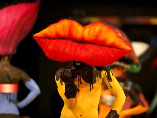 Models present creations by Maltese make-up artist Justin Brincat during the Malta Fashion Awards 2013 at the Malta Fairs and Conventions Centre in Ta' Qali, outside Valletta.