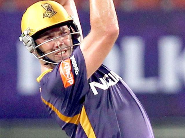 Kolkata Knight Riders batsman J Kallis plays a shot during the T20 League match against Royal Challengers Banglore at JSCA International Stadium Complex, Ranchi. (PTI Photo)