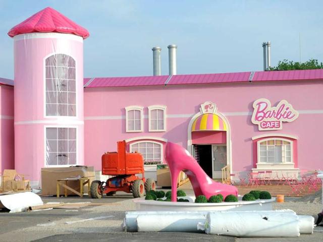 This picture shows the exterior of the Barbie Dreamhouse in Berlin. (AFP)