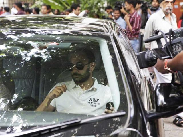 Director Rahul Agarwal visited Sanjay Dutt's residence at Imperial Heights in Bandra on Thursday, May 16, 2013. Agarwal's movie Policegiri starring Sanjay Dutt is slated for release on July 5. (Photo by Kalpak Pathak/Hindustan Times)