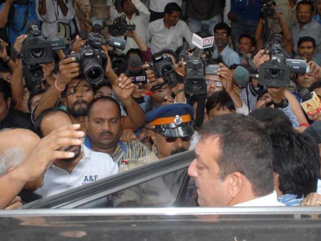 Sanjay Dutt outside Tada Court , just hours before he was sent to Arthur Road Jail. (Photo by Prodip Guha)