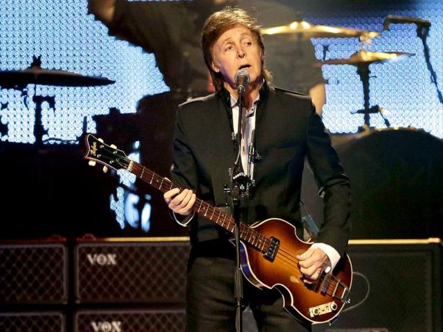 Paul McCartney performs during the first US concert of his "Out There" tour in Orlando. (AP Photo)