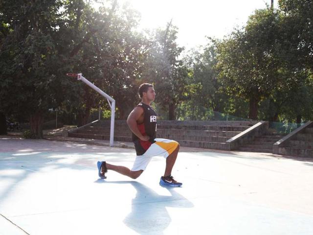Another exercise for the legs are the lunges. You can even walk forward while doing them. (Photo courtesy: Anil Chawla)