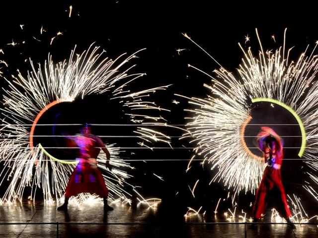 Artists perform during International Fire festival in Minsk. Photo: AFP/Viktor Drachev
