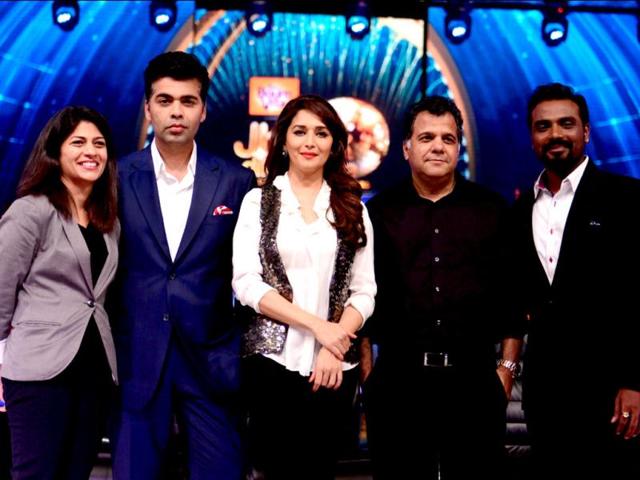 Team Jhalak Dikhhla Jaa - Myleeta Aga, Karan Johar, Madhuri Dixit, Raj Nayak and Remo D'Souza