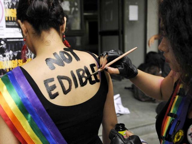 Students of Jadavpur University stage "Slut Walk" in Kolkata. (Ashok Nath Dey/HT)