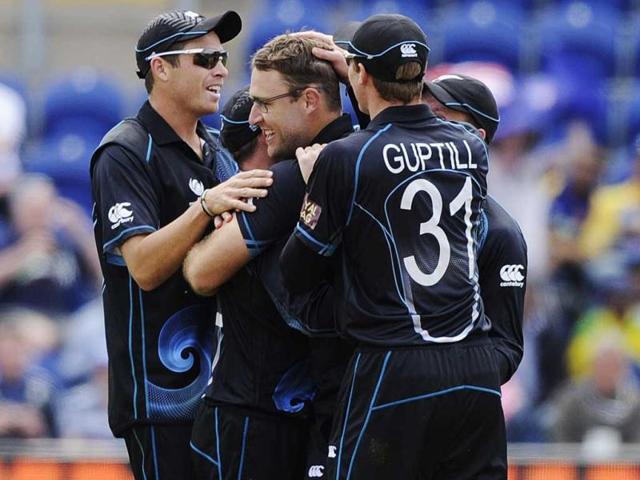 Daniel Vettori celebrates after the dismissal of Sri Lanka's Mahela Jayawardene (not pictured) during the ICC Champions Trophy group A cricket match at the Cardiff Wales Stadium in Cardiff. Reuters Daniel Vettori celebrates after the dismissal of Sri Lanka's Mahela Jayawardene (not pictured) during the ICC Champions Trophy group A cricket match at the Cardiff Wales Stadium in Cardiff. Reuters