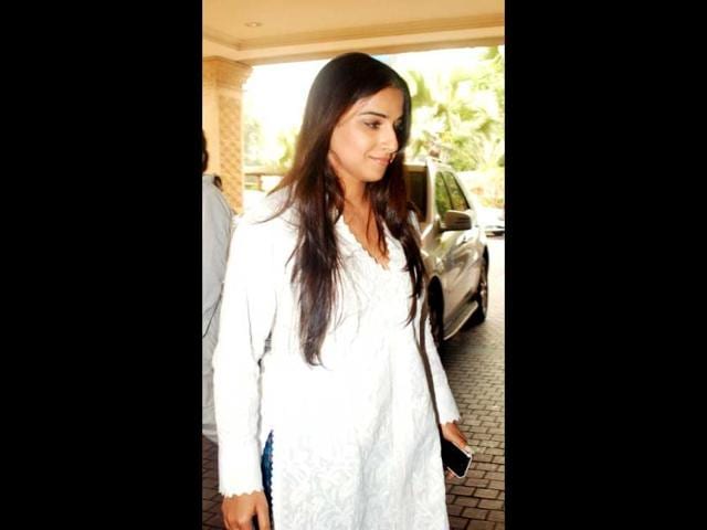 Vidya Balan in a white chikankari kurta. (AFP Photo)