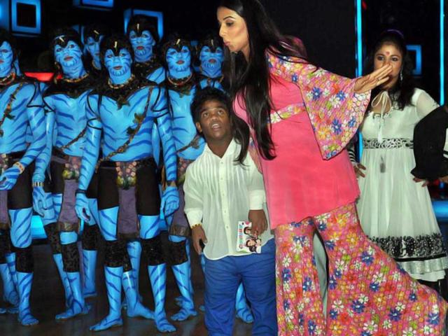 Vidya Balan clearly upto something mischievous during a promotional event for her upcoming film Ghanchakkar. (PTI Photo)