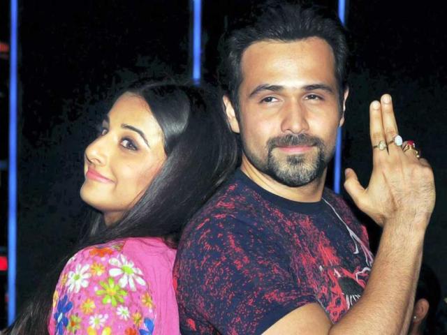 Bollywood actors Vidya Balan Kapur and Emraan Hashmi were busy painting the town red, pink and many other colours as they promoted their upcoming film Ghanchakkar in Mumbai. Take a look. (PTI Photo)