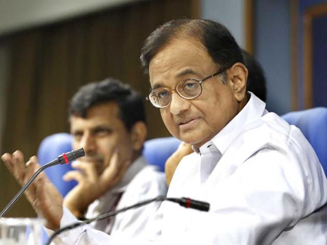 Union finance minister P. Chidamabaram during a press confrence at Shastri Bhawan in New Delhi. HT Photo/Arvind Yadav